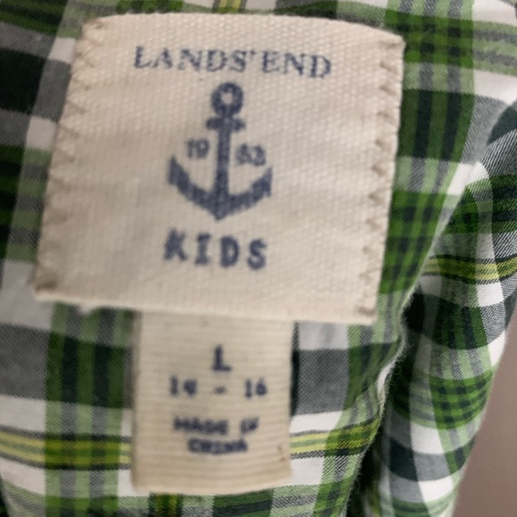 🌹3/25🌹Lands’Ed plaid green shirt size 14-16 - Picture 12 of 12
